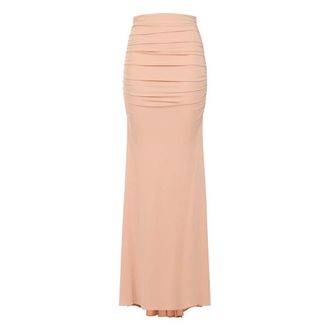 Elisabetta Franchi Maxi Skirts, female, Pink, Size: XL Crepe Jersey Skirt with Draping