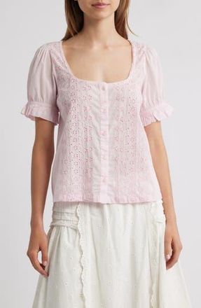Damson Madder Organic Cotton Eyelet Top in Pink at Nordstrom Rack, Size 2 Us / 6 Uk