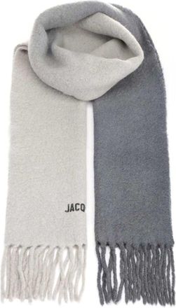 Jacquemus Grey Two-Tone Fringed Subtle Embroidered Scarf