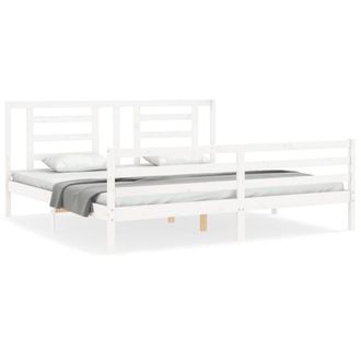 Berkfield Home Bed Frame with Headboard White 200x200 cm Solid Wood