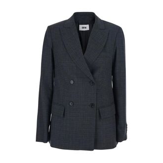 Mauro Grifoni Jassen, Dames, Grijs, S, Wol, Double-Breasted Peak-Lapel Jacket