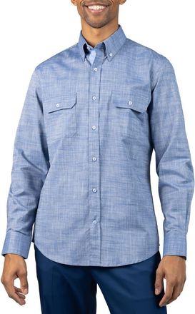 Tailorbyrd Signature Cotton Chambray Button-Down Shirt in Denim at Nordstrom Rack, Size Xx-Large