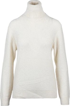 Fabiana Filippi White Wool-Blend Sequin Turtleneck Sweater