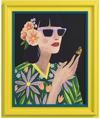 Empire Art Direct Floral Female Hand-Painted Embellished Canvas Wall Art With Baroque Frame