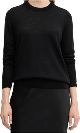 Michael Kors Merino Button Slv Ls Swtr - Dames - Ronde hals truien - Zwart - XS - Wol - Truien & Vesten