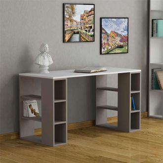 Decortie Colmar Modern Desk with Bookshelf Legs 140cm in Grey | Size: 1 Pack