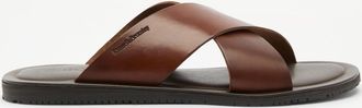 Russell & Bromley DALVEY Mens Dark Brown Leather Cross Strap Sandal