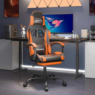 vidaXL Silla Gaming Con Reposapi&eacute;s Cuero Sint&eacute;tico Negro Naranja Vidaxl