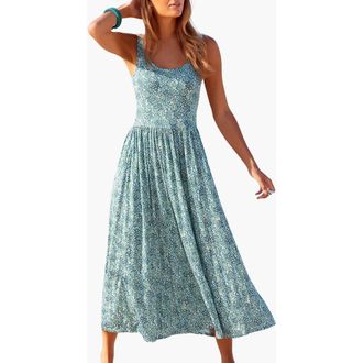 Lascana Womens Printed Scoop Neck Dress in Mint Printed at Nordstrom, Size 12