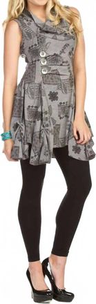 Papillon Floral Multi Print Hem Detail Tunic Top Dress In Beige