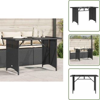 vidaXL Tavolo da giardino in rattan PE - vidaXL Tavolo da Giardino Piano in Vetro Nero 110x68x70 cm Polyrattan - Tavolo da giardino nero