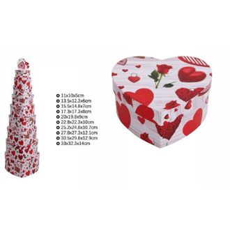 Trade Shop Trade Shop - Set 10 Pz Scatole Regali Varie Misure Matrioska Forma Cuore Fantasia Cuori 71971