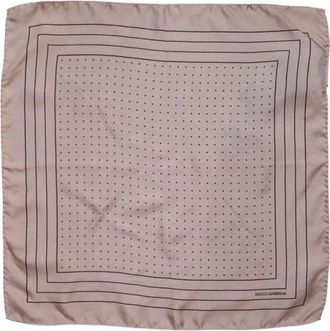 Dolce & Gabbana Zijden Gestippelde Foulard Sjaal met Logo - Heren - Zijden sjaals - Beige - ONE Size - Accessoires