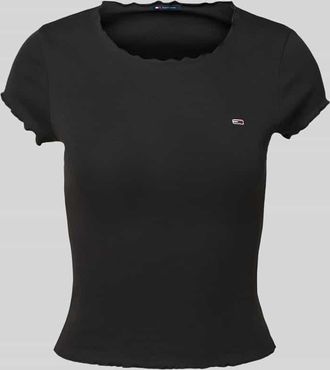 Tommy Jeans Slim Fit T-Shirt aus Baumwoll-Elasthan-Mix in Metallic Black, Größe XL