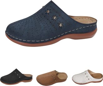 Generic Mules Shoes for Women Closed Toe Clogs Slip On Sling Back Low Wedge Mules Sandals Mesh Orthotic Slides Arch Support Slip On Slippers Soft Soles Comfor