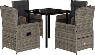 vidaXL Set Comedor De Jard&iacute;n 5 Piezas Con Cojines Rat&aacute;n Sint&eacute;tico Gris Vidaxl