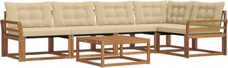 vidaXL Conjunto De Sof&aacute;s De Exterior 6 Uds. Natural Y Beige Vidaxl