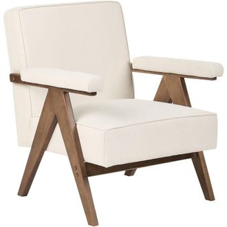 Beliani Beliani - Sill&oacute;n Retro Para Sal&oacute;n Tapizado De Tela Y Estructura De Madera Beige Claro Evje