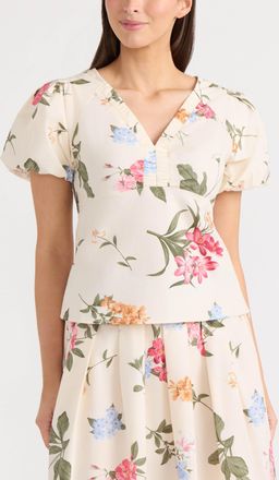 Ellen Tracy Womens Poplin Top with Balloon Sleeve