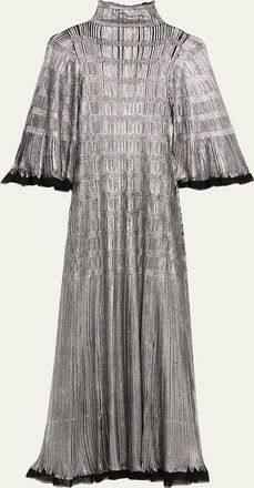 Lanvin Smocked Metallic Maxi Dress