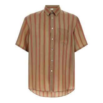 Saint Laurent Cassandre Striped Shirt - male - Saint Laurent - Short Sleeve Shirts - Multicolor - 2XL - Shirts