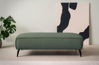 HOME AFFAIRE Hocker »TVINNU, mit Kedernaht, Cord u. Flachgewebe« zur Serie TVINNU, gemütlicher Sitzkomfort, rechteckig, schwarze Füsse