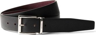Prada Saffiano reversible leather belt - men - Leather - 110 - Black