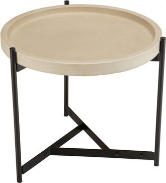 Macabane Mesa auxiliar 54x54cm tablero hormigón beige patas metal negro
