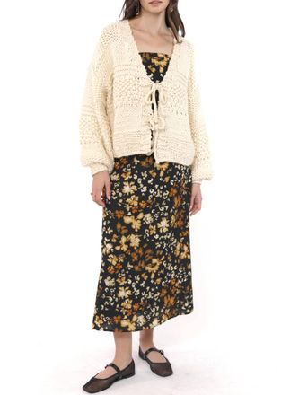 Sadie & Sage Tie Front Cardigan In Ivory