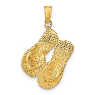 Diamond2Deal 14k Yellow Gold 3-D KEY WEST Reversible Flip Flops Pendant