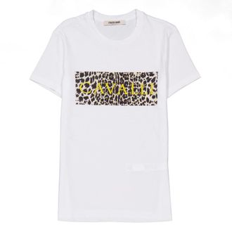 Roberto Cavalli White Logo T-Shirt, Size X-Large