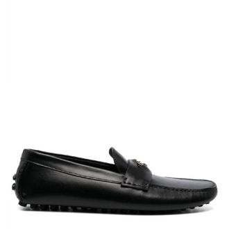 Roberto Cavalli Logo-Plaque Leather Loafers, Brand Size 40 ( US Size 7 )