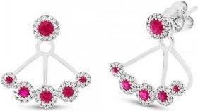 Allurez 0.33ct Diamond & 0.58ct Ruby 14k White Gold Earrings Jacket With Studs