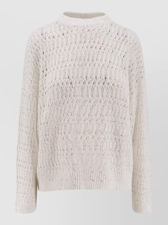 Brunello Cucinelli sequin linen blend knitwear crew sweater