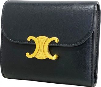 Celine Black Leather Wallet (Tri-Fold) (Pre-Owned)