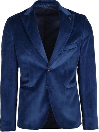 Havana & Co. Velvet Double-Breasted Jacket - Blue
