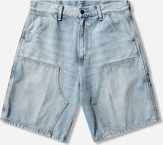 Carhartt Work in Progress Men s Double Knee Shorts Blue (Stone Washed)