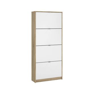 Dmora Dmora - Zapatero Epidoto, Zapatero, Armario De Entrada Multiusos, Zapatero, 70x24 H162 Cm, Roble Y Blanco Brillante