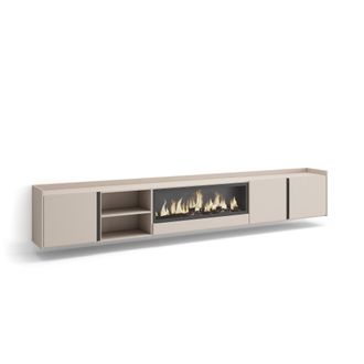 Skraut Home Skraut Home - Mueble Tv, Televisi&oacute;n, Muebles De Sal&oacute;n, Almacenaje, 315x35x50cm, Para Tv Hasta 80, Chimenea El&eacute;ctrica Xxl, Colgado, Suspendido, Estilo 