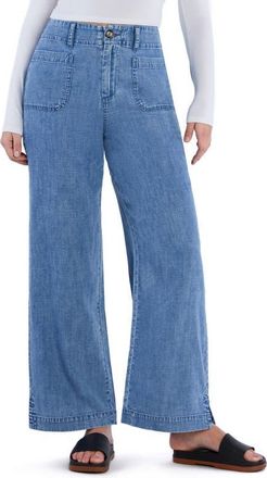 HINT OF BLU Bliss High Waist Cotton Blend Pants in Lake Elsinor at Nordstrom, Size X-Large