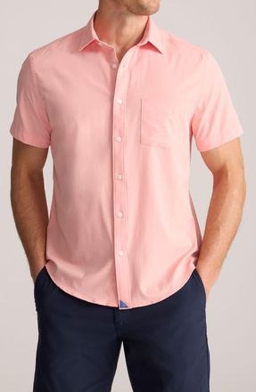 UNTUCKit Gironde Short Sleeve Performance Button-Up Shirt in Peaches And Cream at Nordstrom, Size Medium