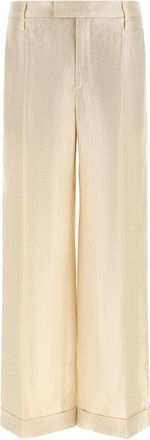 Brunello Cucinelli Gold Linen Casual Womens Pants