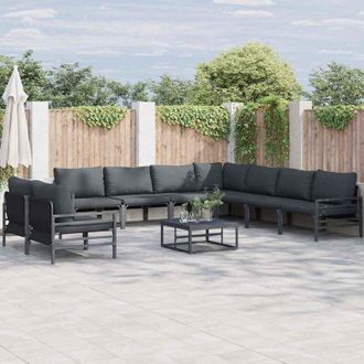 vidaXL Conjunto De Sof&aacute; De Jard&iacute;n 10 Pcs Antracita Acero Vidaxl