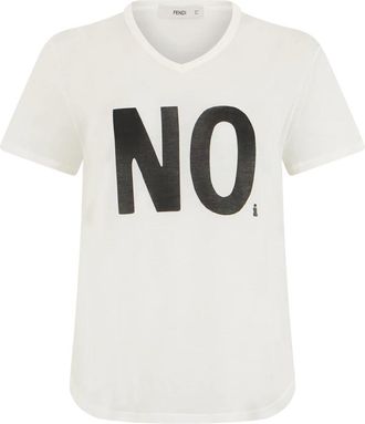 Fendi Katoenen T-shirt met print - Dames - T-shirts - Wit - M - Katoen - Tops