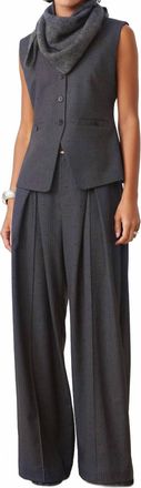 Vilagallo Pinstripe Wide Leg Pant In Charcoal Grey