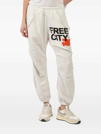 Freecity elastic-waistband logo-print track pants - women - Cupro/Cotton - M - Neutrals