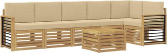vidaXL Conjunto De Sof&aacute;s De Exterior 7 Uds. Y Beige Poli&eacute;ster Vidaxl
