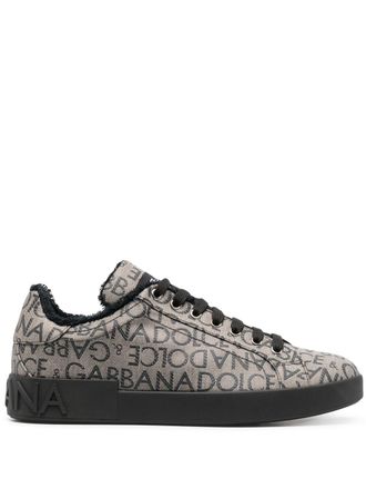 Dolce & Gabbana Portofino jacquard sneakers - men - Cotton/Polyurethane/Polyester/Rubber/Fabric - 39 - Black