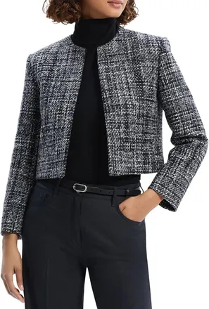 Theory Tweed Clean Pocket Jacket In Melange Grey