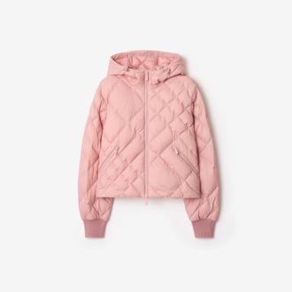 Burberry Check-stitch Nylon Delley Puffer Jacket, Size Medium
